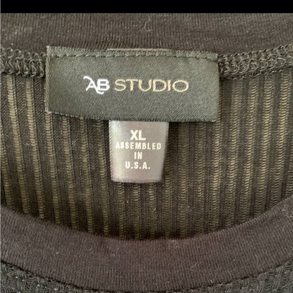 AB STUDIO Women’s Black Ribbed Sheer Sleeveless Top NWOT SIZE XL - Picture 2 of 8